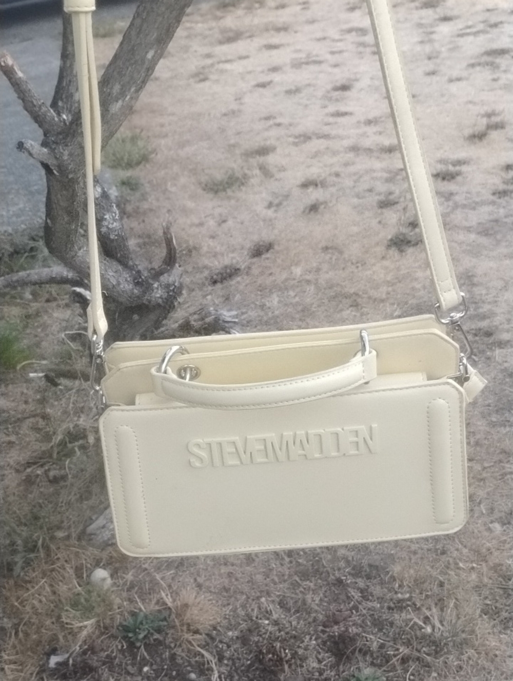 Steve Madden Cream Boxy Crossbody Satchel